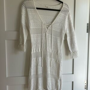 White Crochet Knit Dress